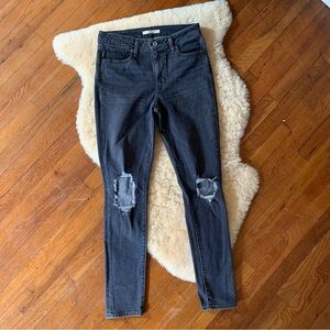 Levi's 721 Black Distressed Skinny Jeans